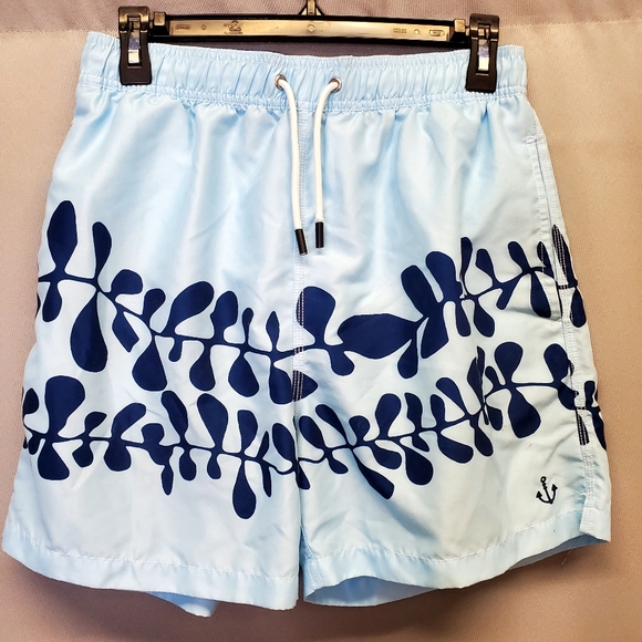 Ahoy Volleyball Shorts/bathing suit  Baby Blue and Navy Size Large - Picture 6 of 7